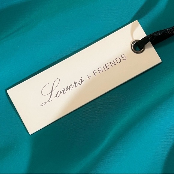 Lovers + Friends Green V-Neck Balloon Sleeve Lace Embroidered Detail Blouse M - Picture 8 of 12